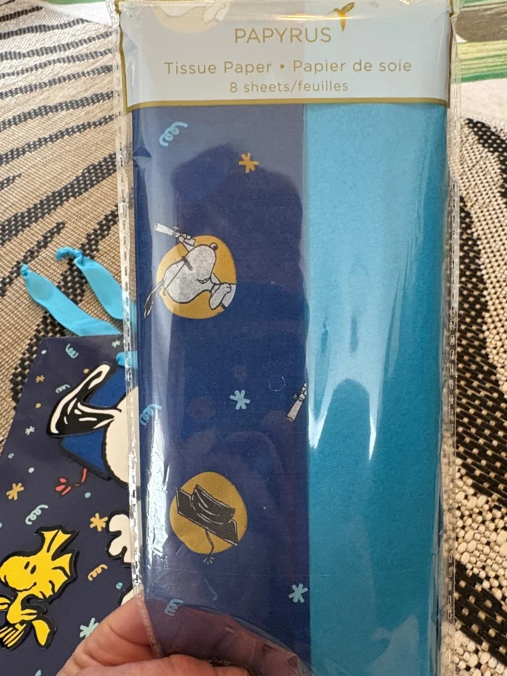 🆕Papyrus Snoopy And Woodstock Graduation Bag And Tissue Bundle